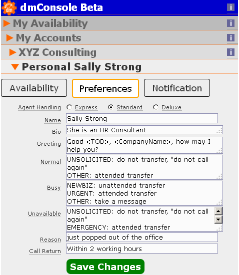 A screengrab of dmConsole preferences
